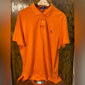 Polo Ralph Lauren Orange Polo Shirt Pullover Color Pony Logo Mens Size Large